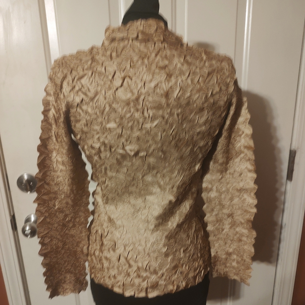 🔸⚜️🔸Stunning Vintage Gold Textured Evening Blouse - S - Picture 3 of 16